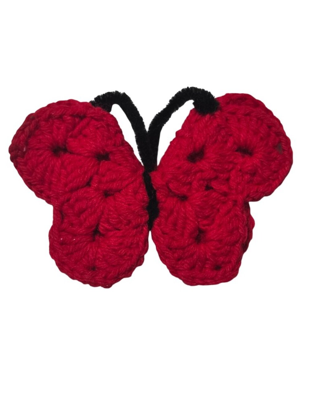 Handmade Crochet Butterfly Magnet Red Black Décor Piece Cottagecore Grannycore